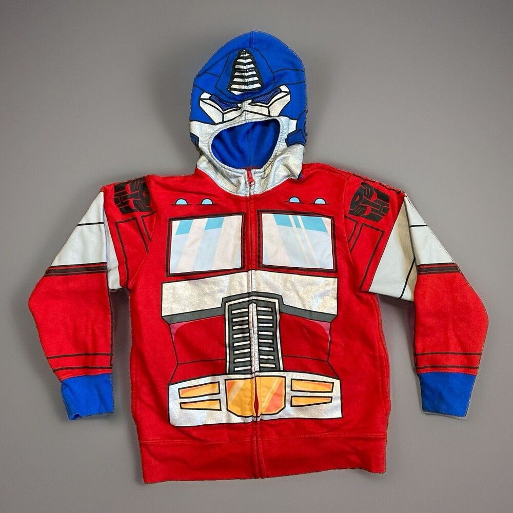 Transformers Optimus Prime Kids Costume Hoodie Sheer Mask Boys Size 7